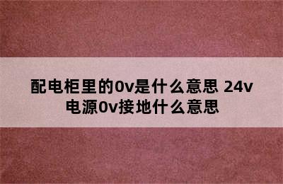 配电柜里的0v是什么意思 24v电源0v接地什么意思